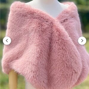 Elegant Pink Faux Fur Shawl
